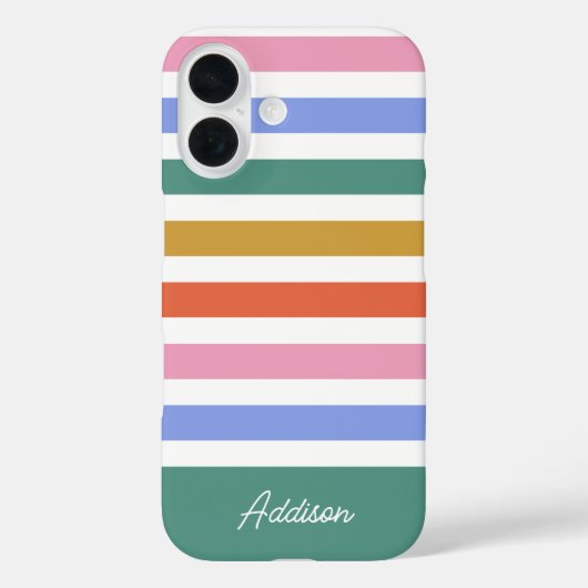 カラフルストライプ名前をカスタムする Case-Mate iPhoneケース (裏面)