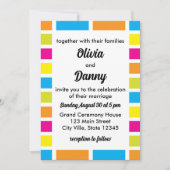 カラフルストライプ夏結婚の 招待状 (正面)