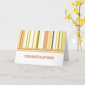 カラフルストライプ従業員記念日カード カード (黄色い花)