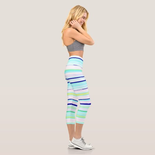 カラフルストライプ抽象芸術 カプリレギンス (右)