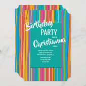 カラフルストライプ招待状 招待状 (正面/裏面)
