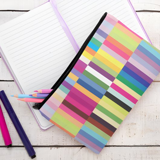 カラフルストライプ文生文房具学校 アクセサリーポーチ