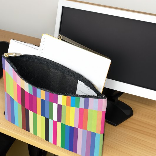 カラフルストライプ文生文房具学校 アクセサリーポーチ