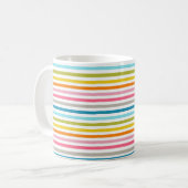 カラフルストライプ柄 コーヒーマグカップ (正面左)