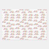 カラフルストライプ水玉模様ハッピーバースデー ラッピングペーパーシート (正面)