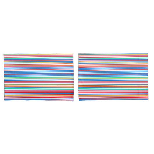 カラフルストライプ無地の青の裏側 枕カバー (フロントセット)