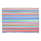 カラフルストライプ無地の青の裏側 枕カバー (正面左)