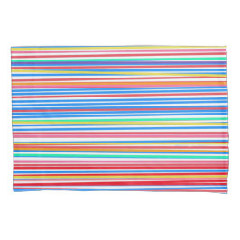 カラフルストライプ無地の青の裏側 枕カバー