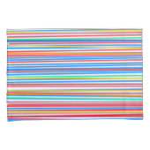 カラフルストライプ無地の青の裏側 枕カバー (正面右)