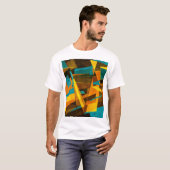 カラフルストライプ絵を描：テクスチャ Tシャツ (正面フル)