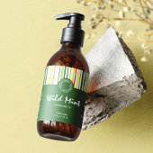 カラフルストライプ線と緑のコスメティックボトルラベル 長方形シール