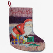 カラフルストライプ編ユニークヴィンテージおもしろいデザイン スモールクリスマスストッキング (正面)