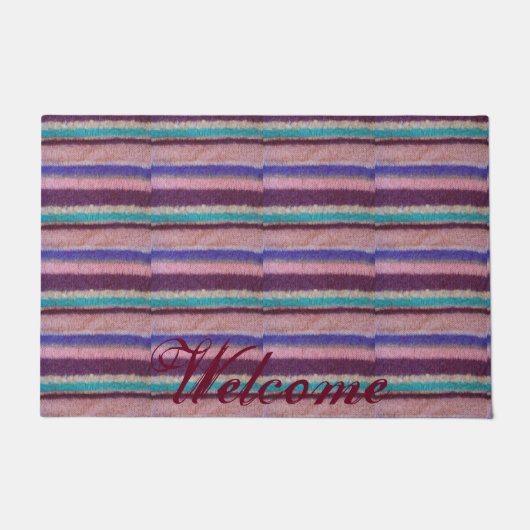 カラフルストライプ編ユニークヴィンテージおもしろい ドアマット (正面)