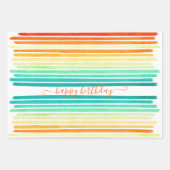 カラフルストライプ誕生日 ラッピングペーパーシート (正面3)