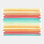 カラフルストライプ誕生日 ラッピングペーパーシート (正面2)