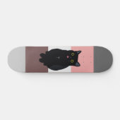 カラフルストライプ黒猫スケッチ スケートボード (横)