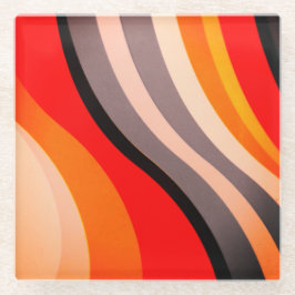 カラフルストライプ ガラスコースター