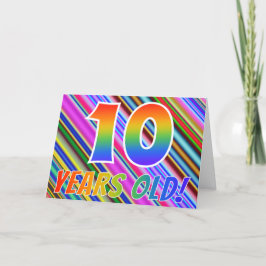 カラフルストライプ+レインボーパターン「10歳！」 カード
