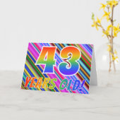 カラフルストライプ+レインボーパターン「43歳!」 カード (黄色い花)