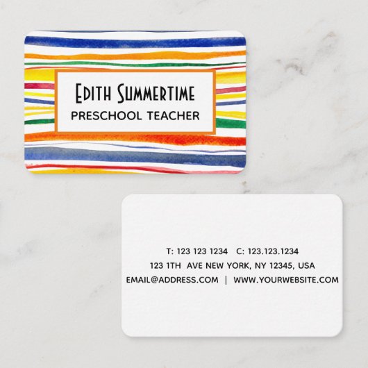 カラフルストライプ 名刺 (正面/裏面)