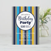 カラフルストライプ 誕生日パーティー 招待状 (スタンド正面)