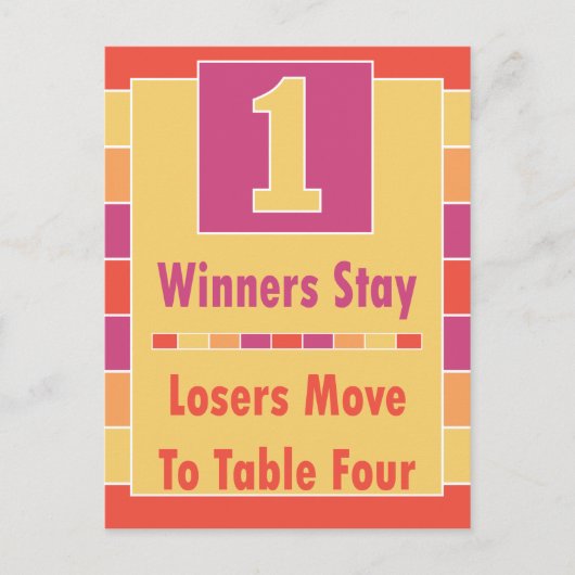 カラフルストライプBuncoテーブルカード#1から4 ポストカード (正面)