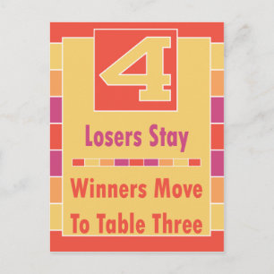 カラフルストライプBuncoテーブルカード#4から3 ポストカード