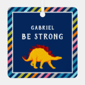 カラフルストライプCute Yellow Dinosauds Kids Room メタルオーナメント (裏面)