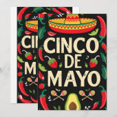 カラフルストライプFiestaカード 招待状 (正面/裏面)