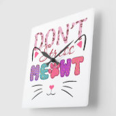 カラフルストレスしない猫ことわざ スクエア壁時計 (傾斜)