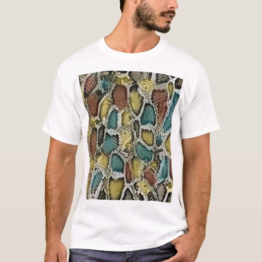 カラフルスネークスキン:シームレスデザイン。 Tシャツ (正面)