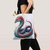 カラフルスネーク芸術的デザイン! トートバッグ (クローズアップ)