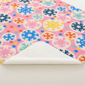 カラフルスノーフレークオンピンクホリデーパターン シェルパブランケット (3/4)