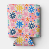 カラフルスノーフレークオンピンクホリデーパターン 缶クーラー (裏面)