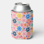 カラフルスノーフレークオンピンクホリデーパターン 缶クーラー (缶裏面)