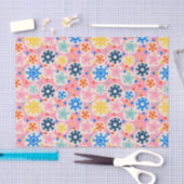 カラフルスノーフレークオンピンクホリデーパターン 薄葉紙 (クラフト)