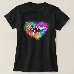 カラフルスパークルラメハート世界で一番の祖母 Tシャツ