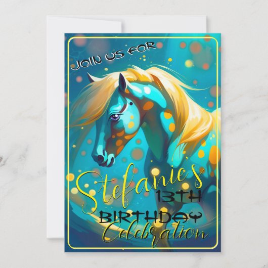 カラフルスピリットポニー27歳誕生日招待状 招待状 (正面)