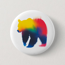 カラフルスプレイ絵を描ベアのシルエットラウンドボタン 缶バッジ