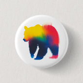 カラフルスプレイ絵を描ベアのシルエットラウンドボタン 缶バッジ (正面)