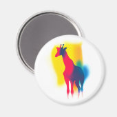カラフルスプレー絵を描キリンのシルエット マグネット (正面/裏面)