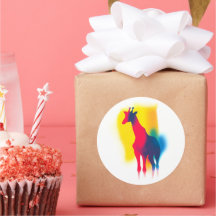 カラフルスプレー絵を描キリンシルエット