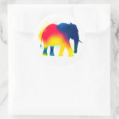 カラフルスプレー絵を描ゾウのシルエットステッカー ラウンドシール (バッグ)