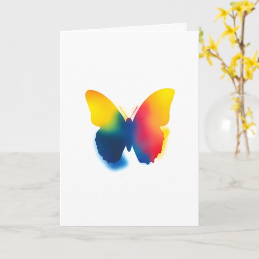 カラフルスプレー絵を描バタフライ型シルエットカード カード (黄色い花)