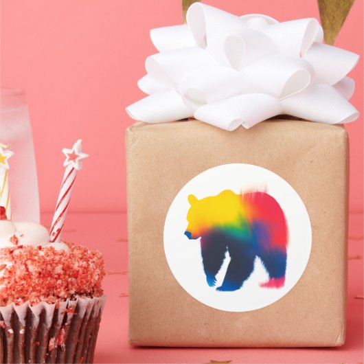 カラフルスプレー絵を描ベアシルエットシール ラウンドシール (パーティー)