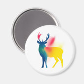 カラフルスプレー絵を描鹿のシルエット マグネット (正面/裏面)