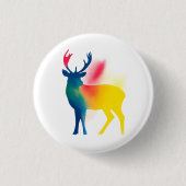 カラフルスプレー絵を描鹿シルエットラウンドボタン 缶バッジ (正面)