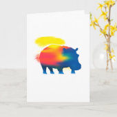 カラフルスプレー絵を描HipppotamusシルエットCARD カード (黄色い花)
