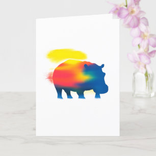 カラフルスプレー絵を描HipppotamusシルエットCARD カード