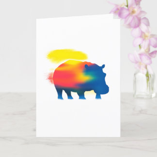 カラフルスプレー絵を描HipppotamusシルエットCARD カード